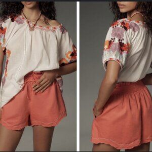 Brand New By Anthropologie Linen Double Waistband Shorts